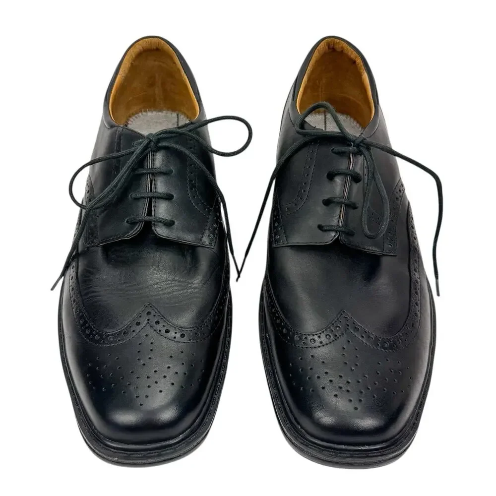 Dr. Comfort Wing Black Leather Oxford Lace Up Dress Shoes Sz 12W Comfort Classic